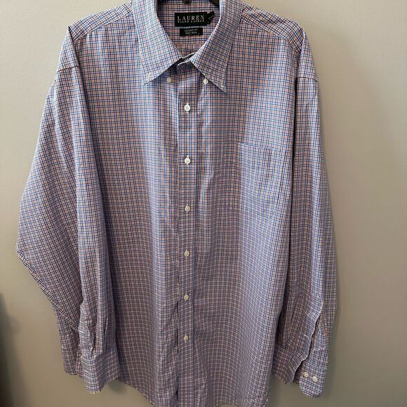 Ralph Lauren Other - Polo Ralph Lauren Men's Blue/orange Checkered Shirt 18 neck 34/35 arm length